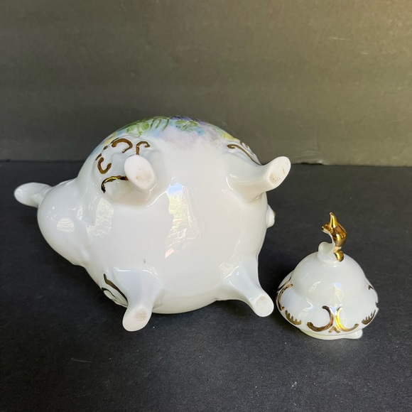 VTG Violet Tea Set Hand-painted Porcelain Teapot Creamer Sugar Bowl Victorian - Picture 6 of 16